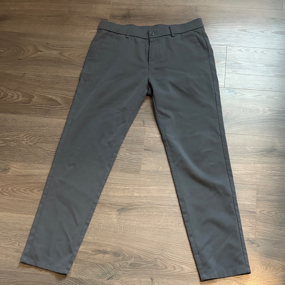 Plaid & Plain Slim Fit Dress Pants – Charcoal Gray – Men’s 33x32